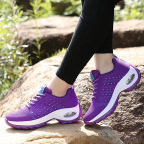 Ladies Walking Sneakers – Breathable Lightweight Platform Shoes