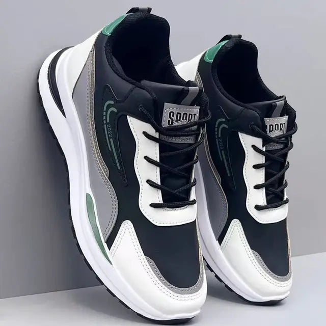 Men's High-Top Sneakers – Mesh &amp; Leather Platform Shoes for Year-Round Comfort