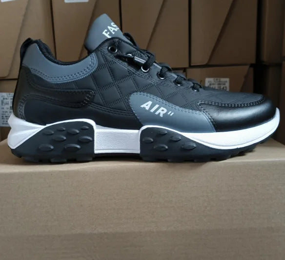 Men's High-Top Sneakers – Mesh &amp; Leather Platform Shoes for Year-Round Comfort