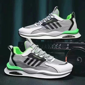 Men's High-Top Sneakers – Mesh &amp; Leather Platform Shoes for Year-Round Comfort