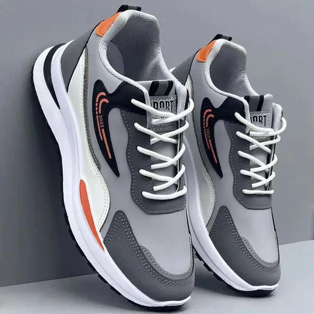 Men's High-Top Sneakers – Mesh &amp; Leather Platform Shoes for Year-Round Comfort