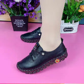 Sneakers Women Platform Loafers – Lace-Up Leather Flats for Spring Casual Wear