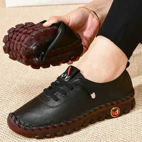 Sneakers Women Platform Loafers – Lace-Up Leather Flats for Spring Casual Wear