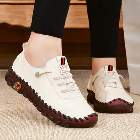 Sneakers Women Platform Loafers – Lace-Up Leather Flats for Spring Casual Wear