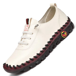 Sneakers Women Platform Loafers – Lace-Up Leather Flats for Spring Casual Wear