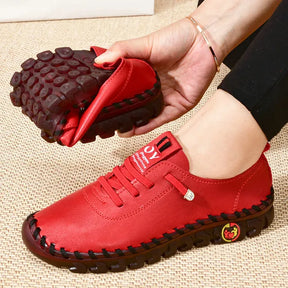 Sneakers Women Platform Loafers – Lace-Up Leather Flats for Spring Casual Wear
